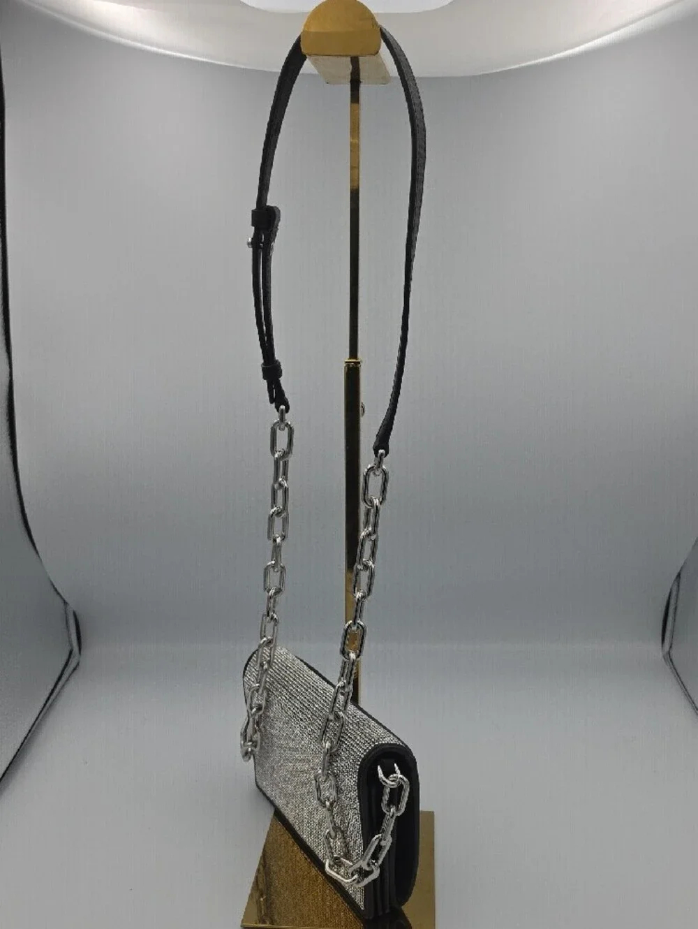 Alexander Wang Attica Rhinestone Mesh Leather Small Chain Crossbody (EUC)🩶🖤🩶